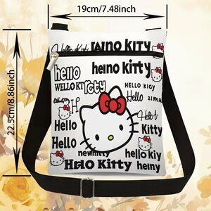 Small HandbagWhite Background with Hello Kitty Letter Decorations MULTIFUNCTION